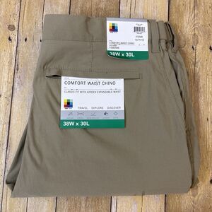 UB Tech Mens Pants  Classic Fit Flex Waist Chino Stretch Comfort Khaki NWT 38x30